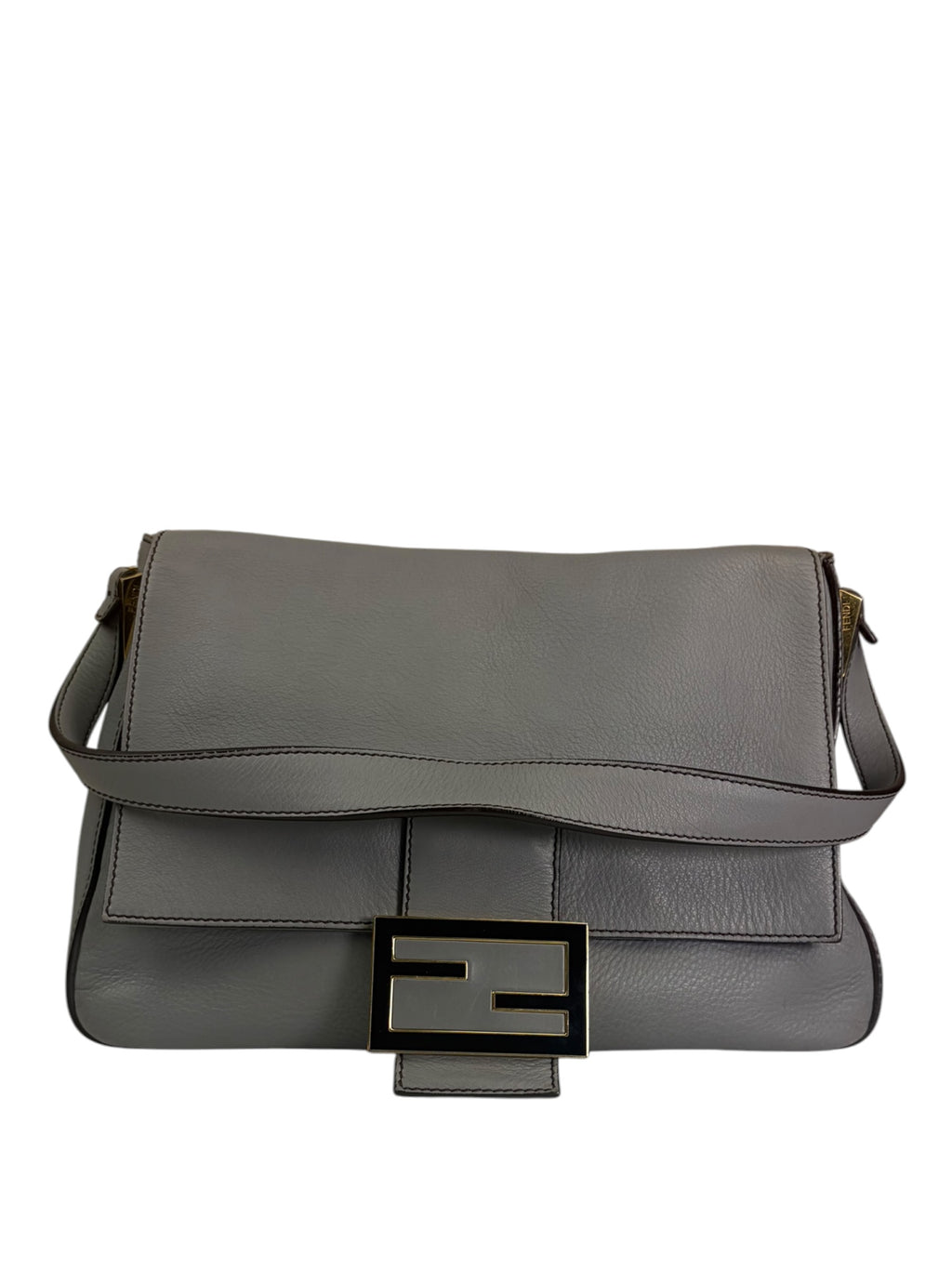 Fendi Grey Leather Shoulder Bag