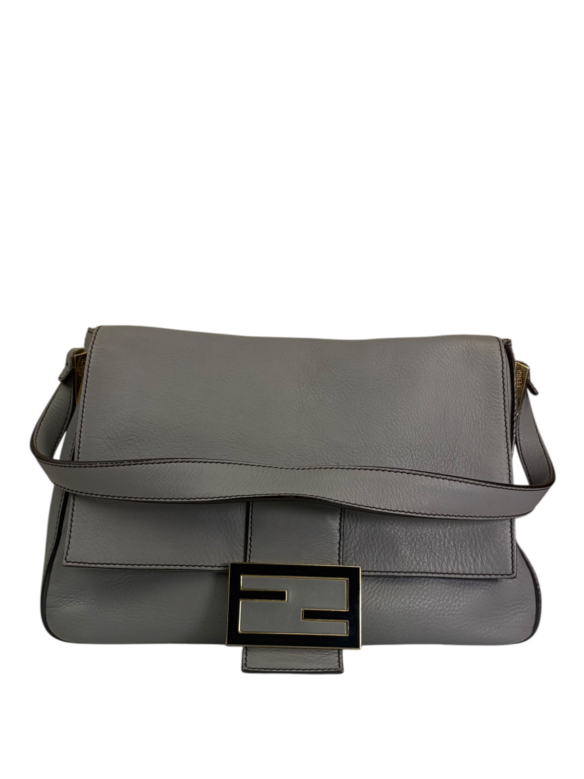 Fendi Grey Leather Shoulder Bag
