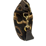 Gucci Black/Brown Leather Trim Half-Moon Hobo Bag