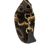 Gucci Black/Brown Leather Trim Half-Moon Hobo Bag
