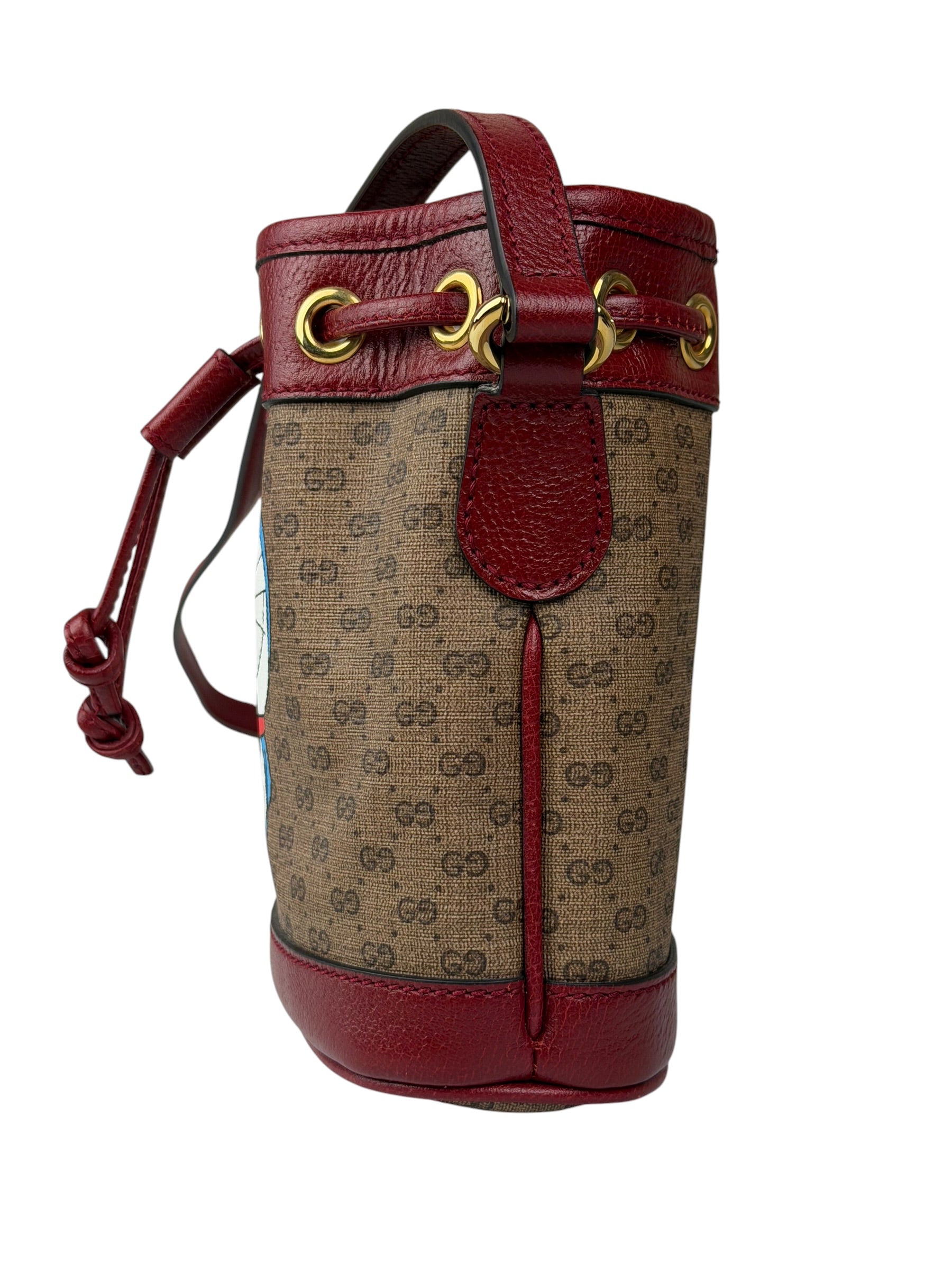 Gucci x Doraemon Bicolor Mini GG Supreme Bucket Bag