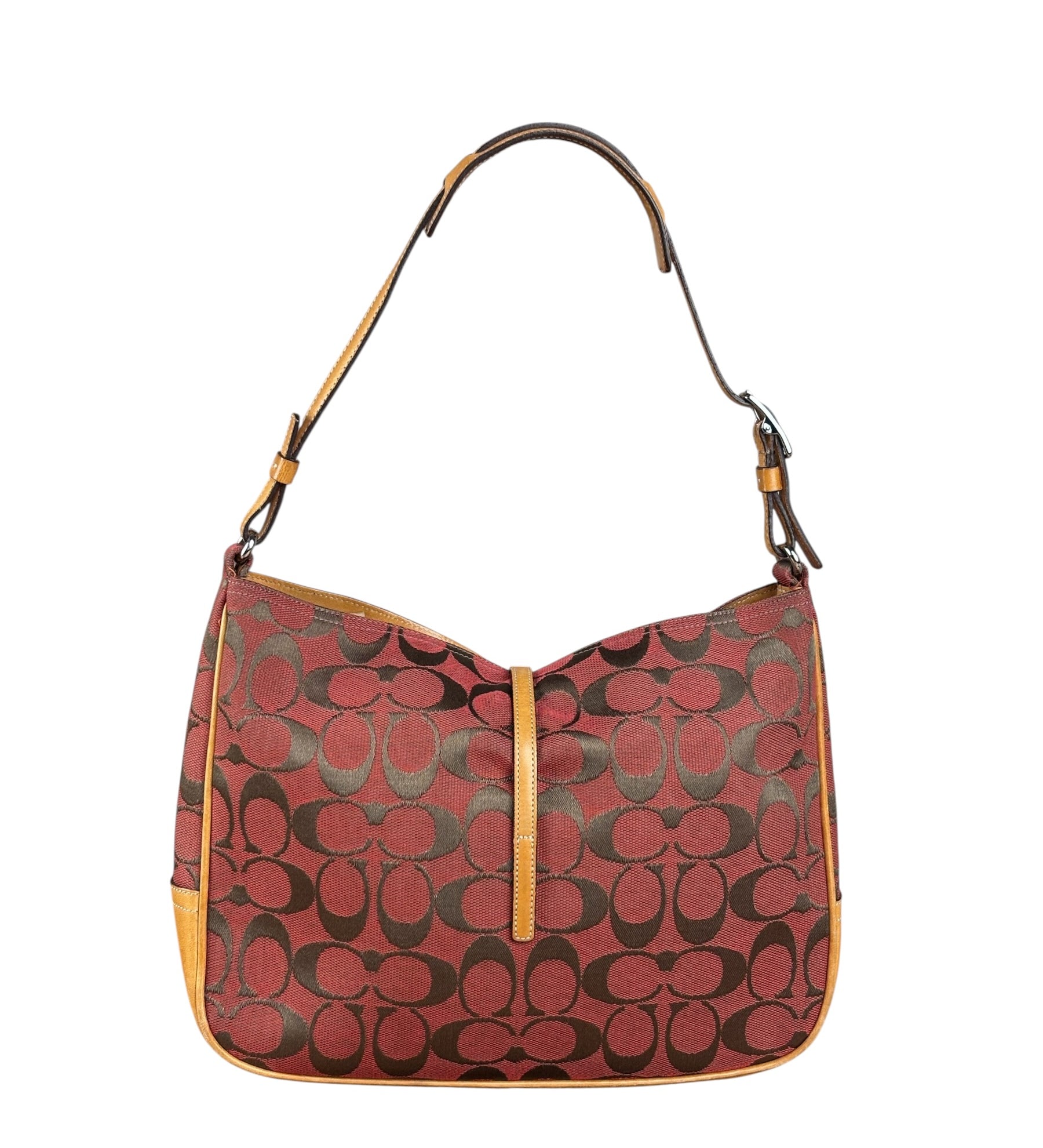 Coach Multicolor Leather Trim Signature Canvas Shoulder Bag