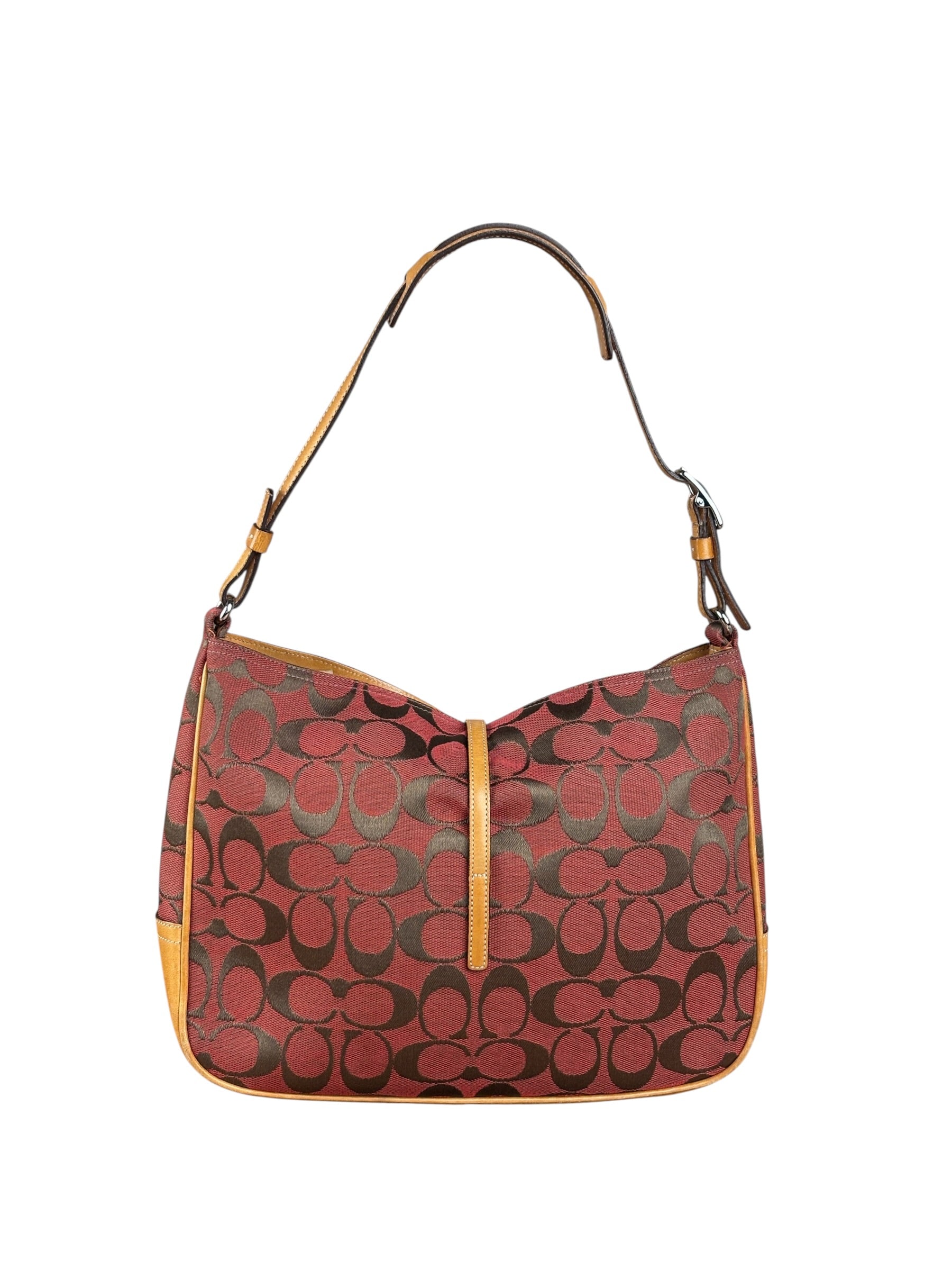 Coach Multicolor Leather Trim Signature Canvas Shoulder Bag
