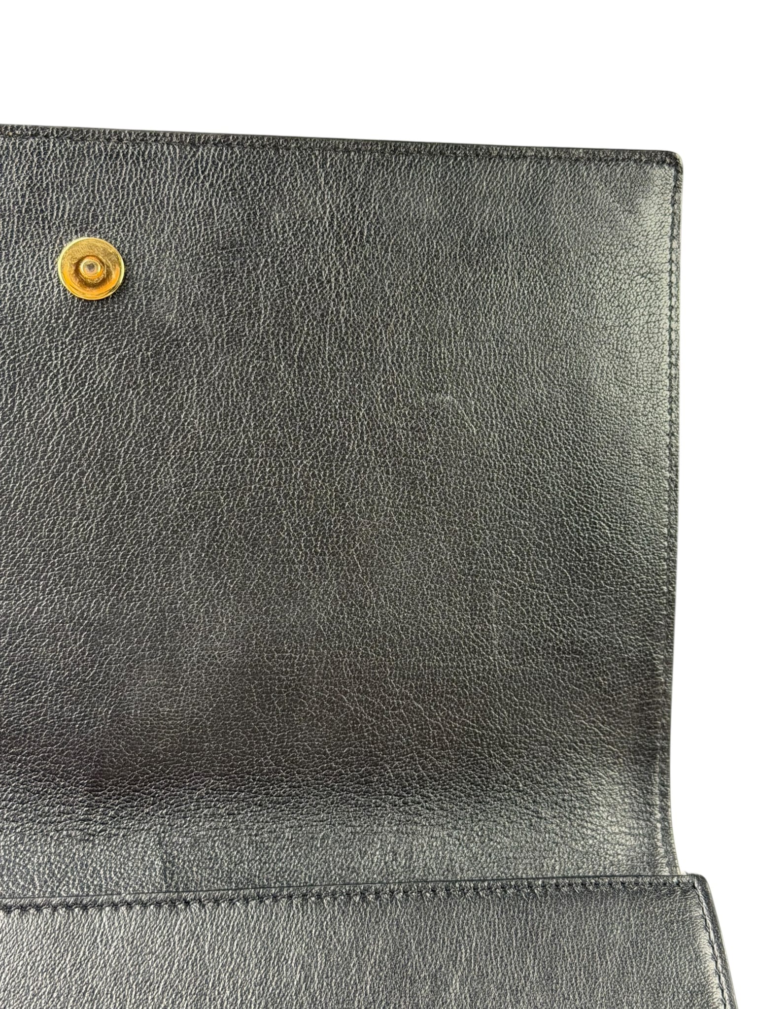 Yves Saint Laurent Black Leather Flap Clutch