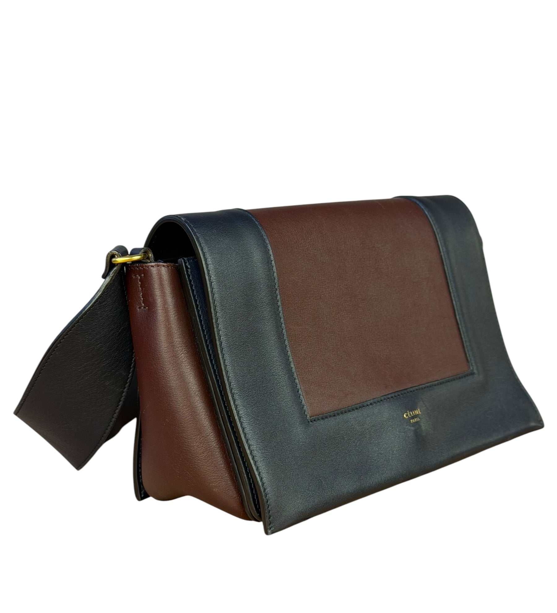 Celine Navy Blue/Burgundy Medium Frame Shoulder Bag