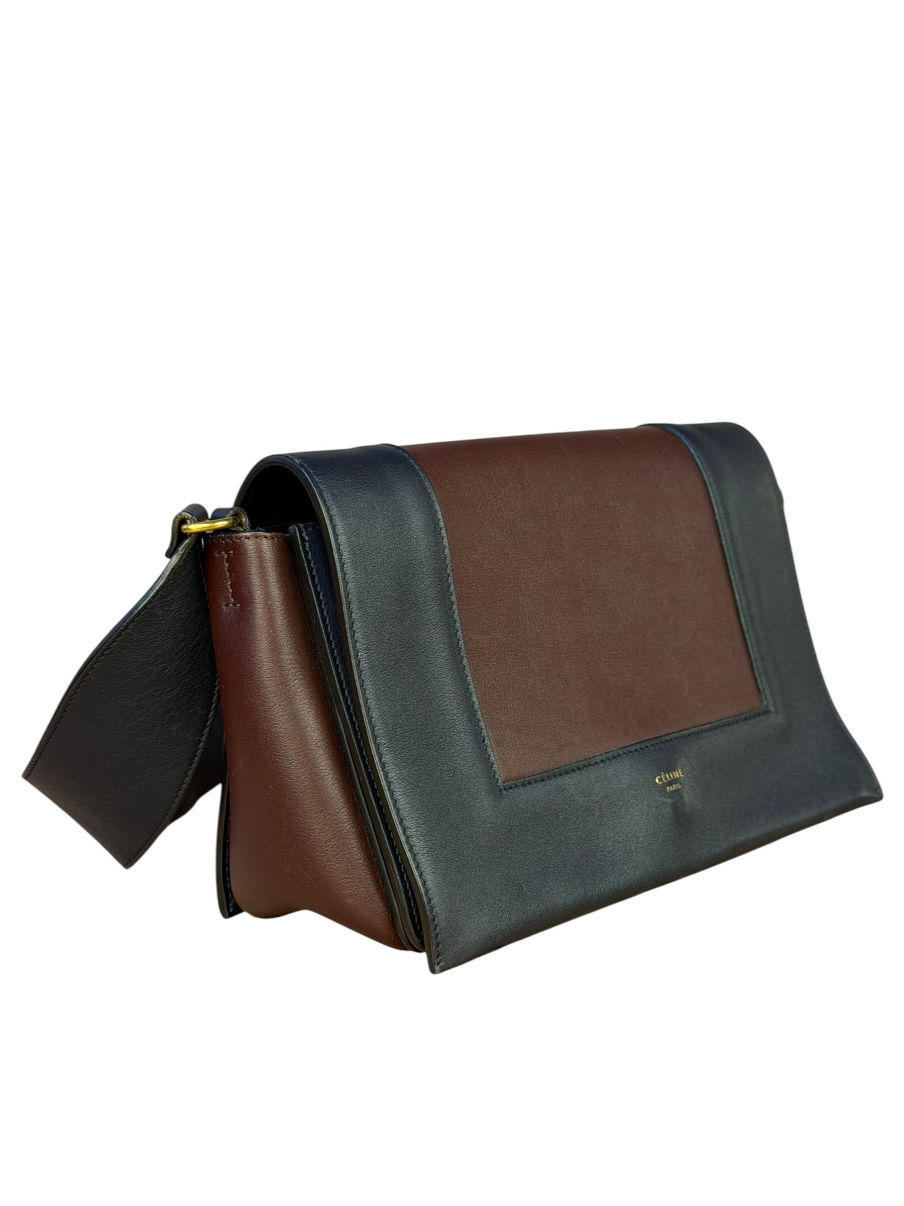 Celine Navy Blue/Burgundy Medium Frame Shoulder Bag