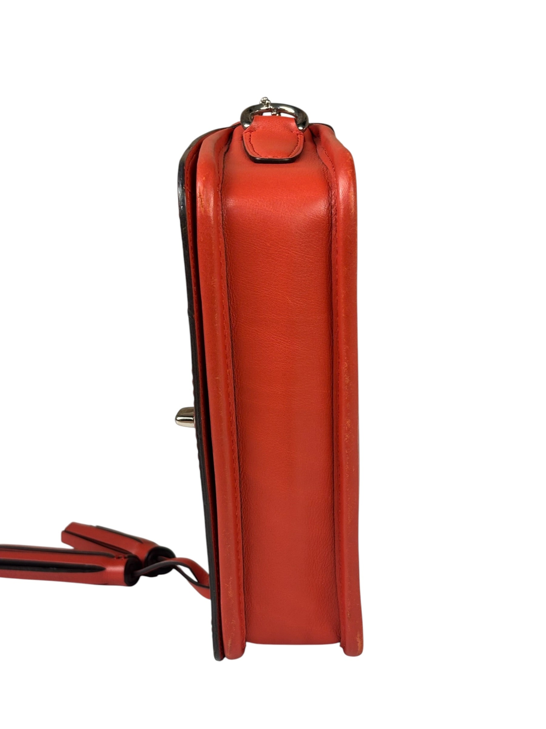 Coach Coral Red Leather Legacy Penny Shoulder Bag