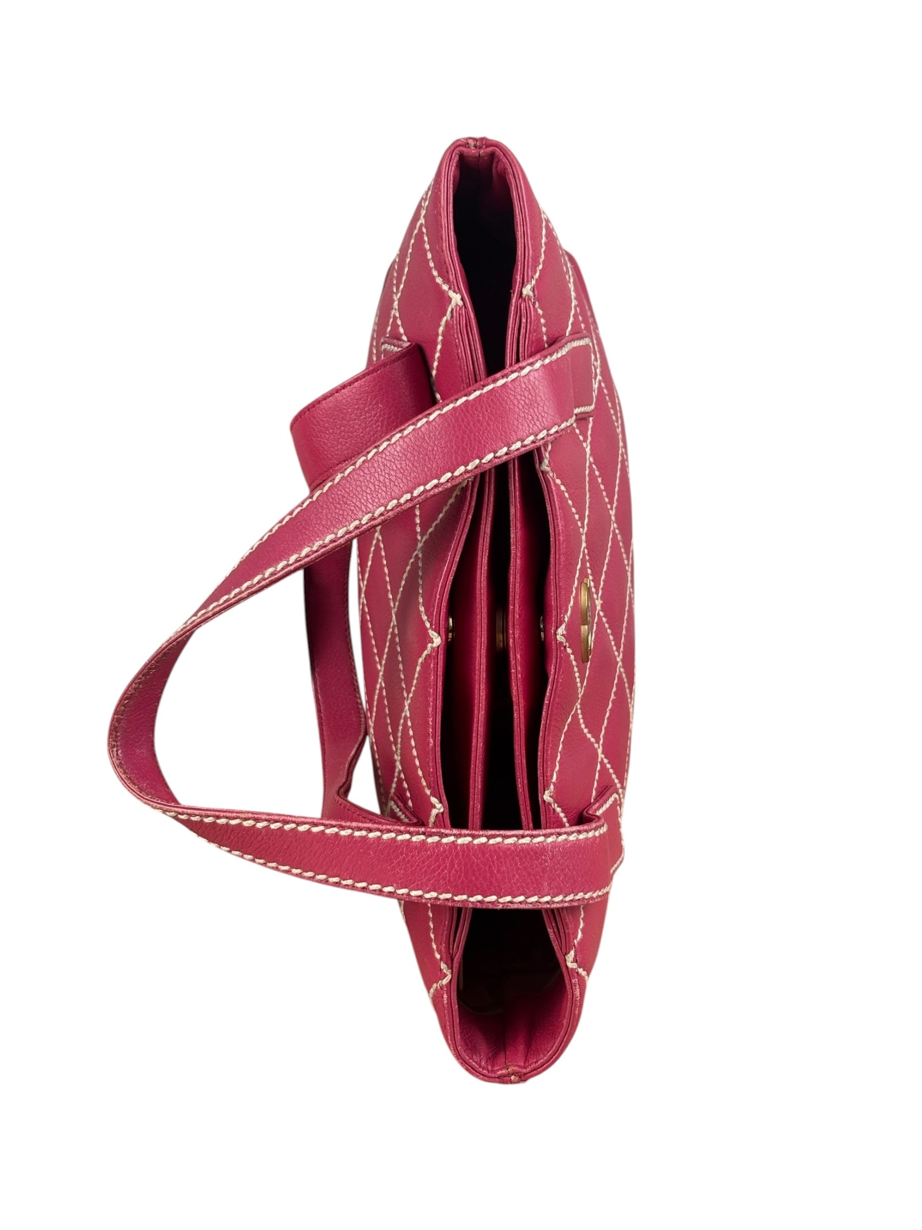 Chanel Vintage Pink Leather Wild Stitch Surpique Tote Bag