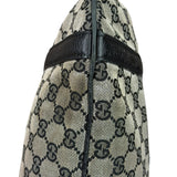 Gucci Black Leather Trim GG Supreme Hobo Bag