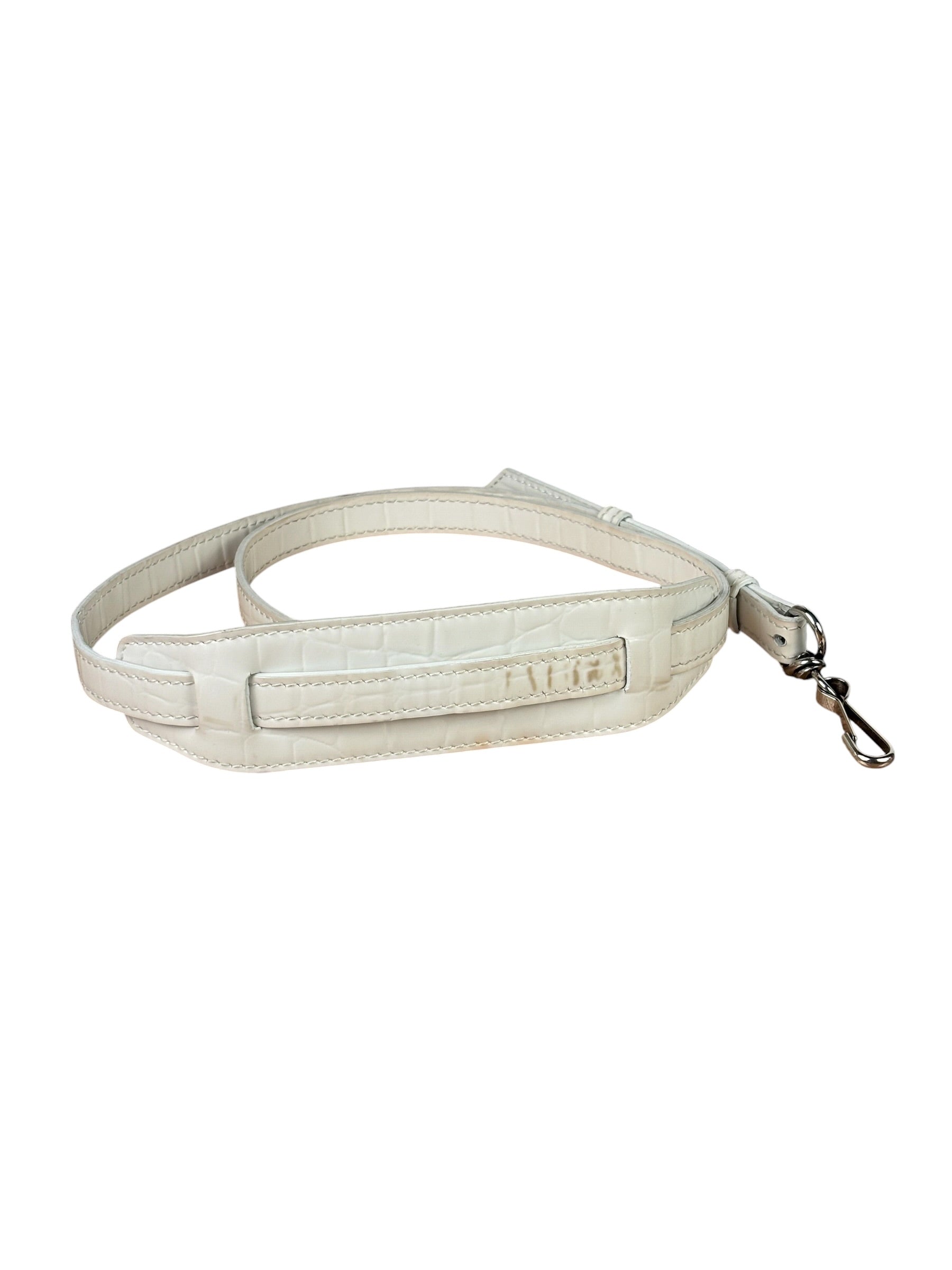 Balenciaga White Crocodile-Embossed Leather Two-Way Bag