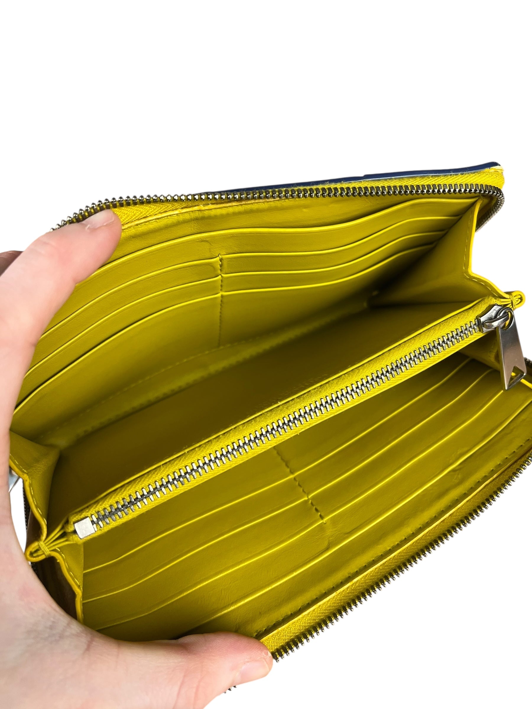 Bottega Veneta Large Intreccio Long Zip Wallet Yellow