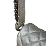 Chanel CC Silver Metallic Quilted Flap Shoulder Bag 2017