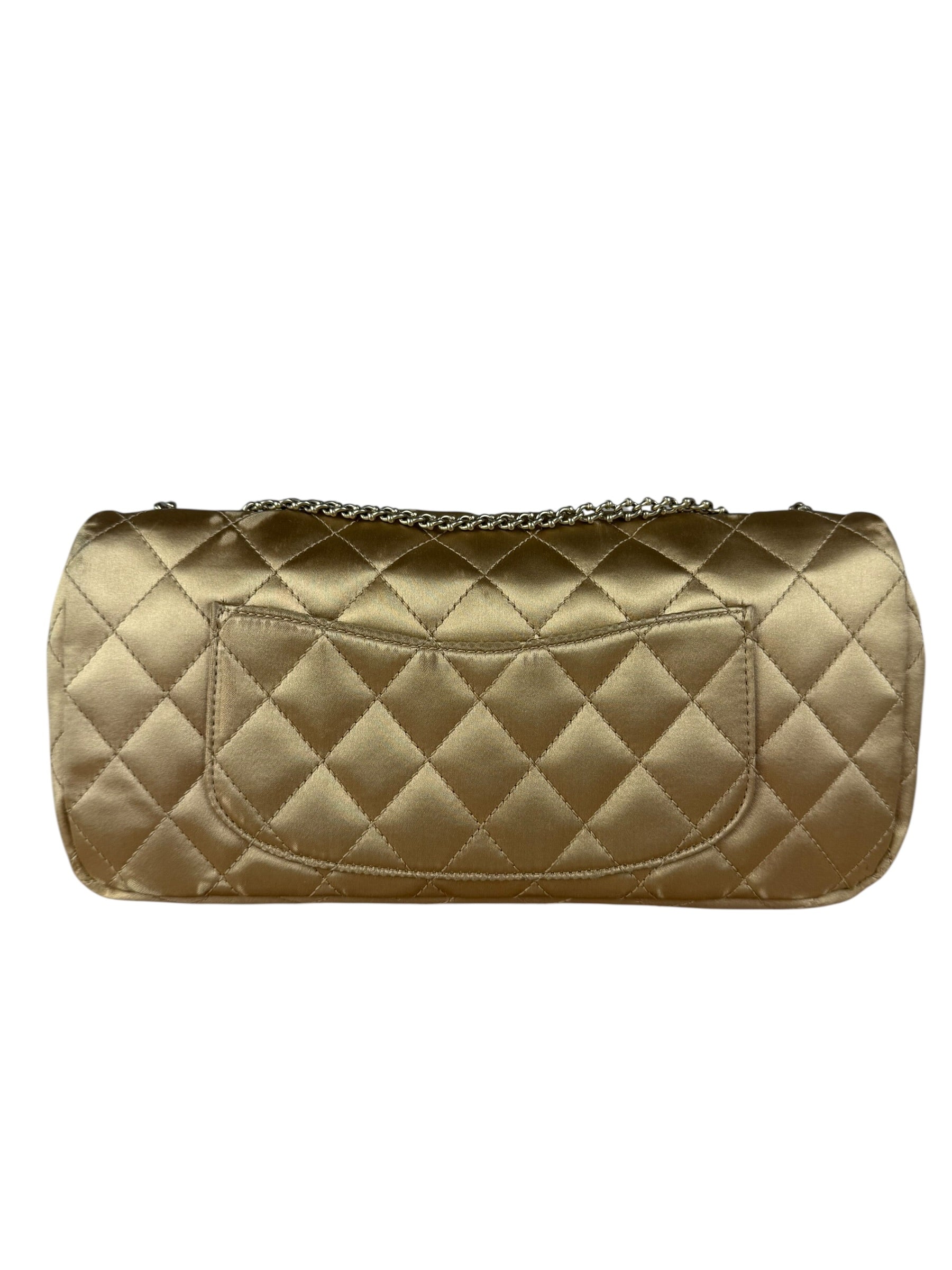 Chanel CC Limited Edition Gold Satin Quilted Flap Bag 2008