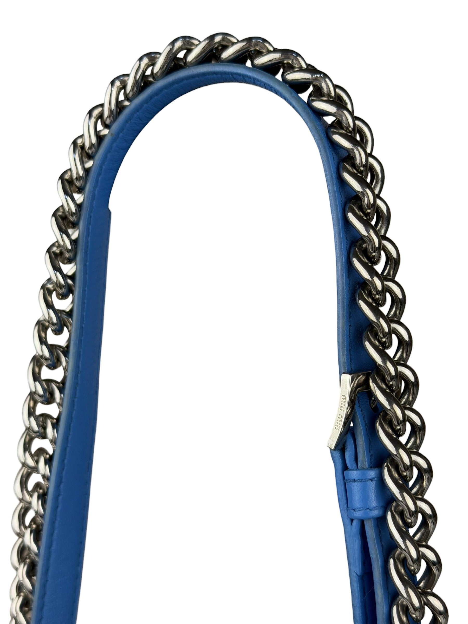 Miu Miu Blue Leather Chain Camera 2Way Shoulder Bag