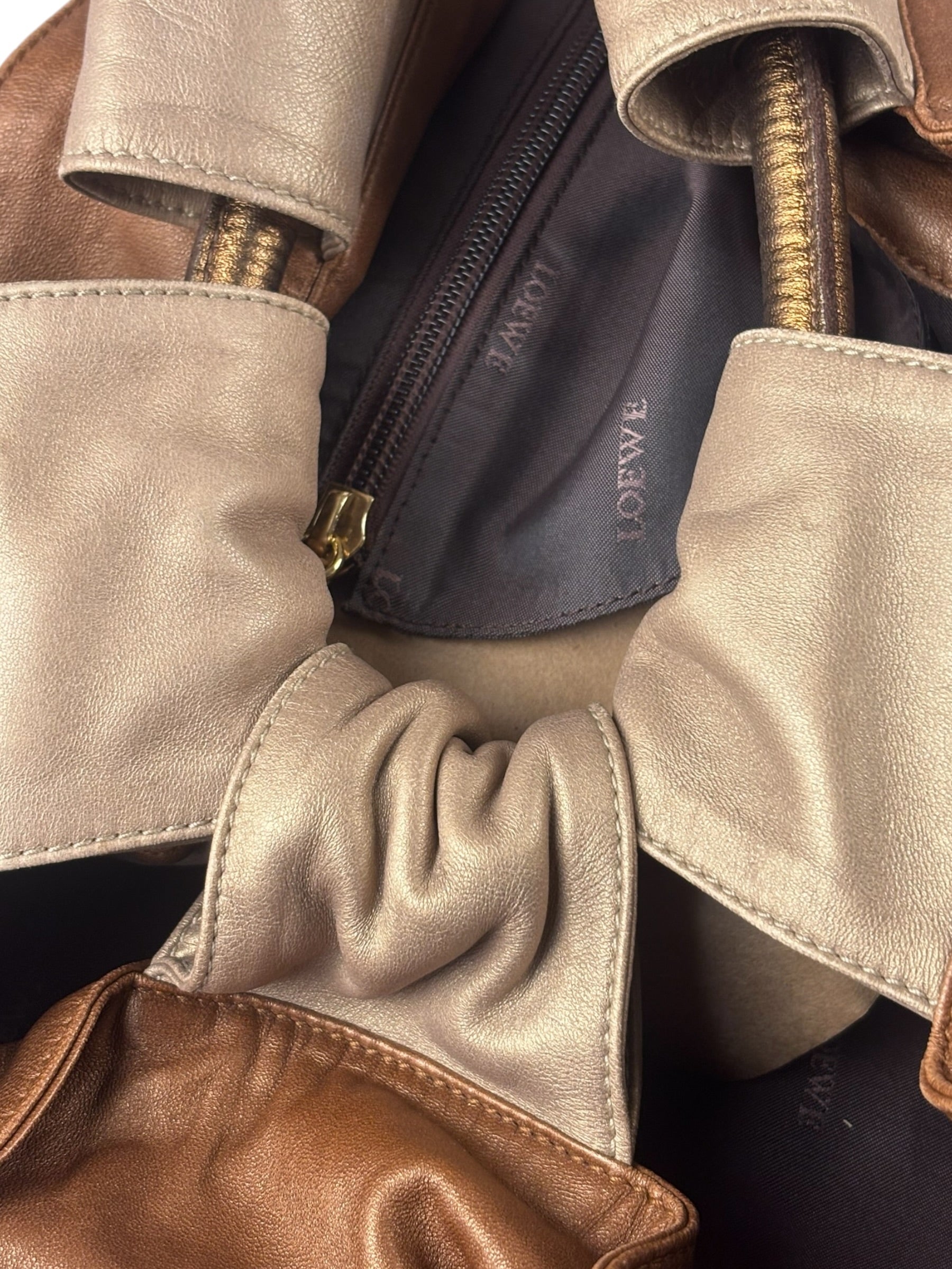 Loewe Gold/Bronze Leather Nappa Aire Handbag