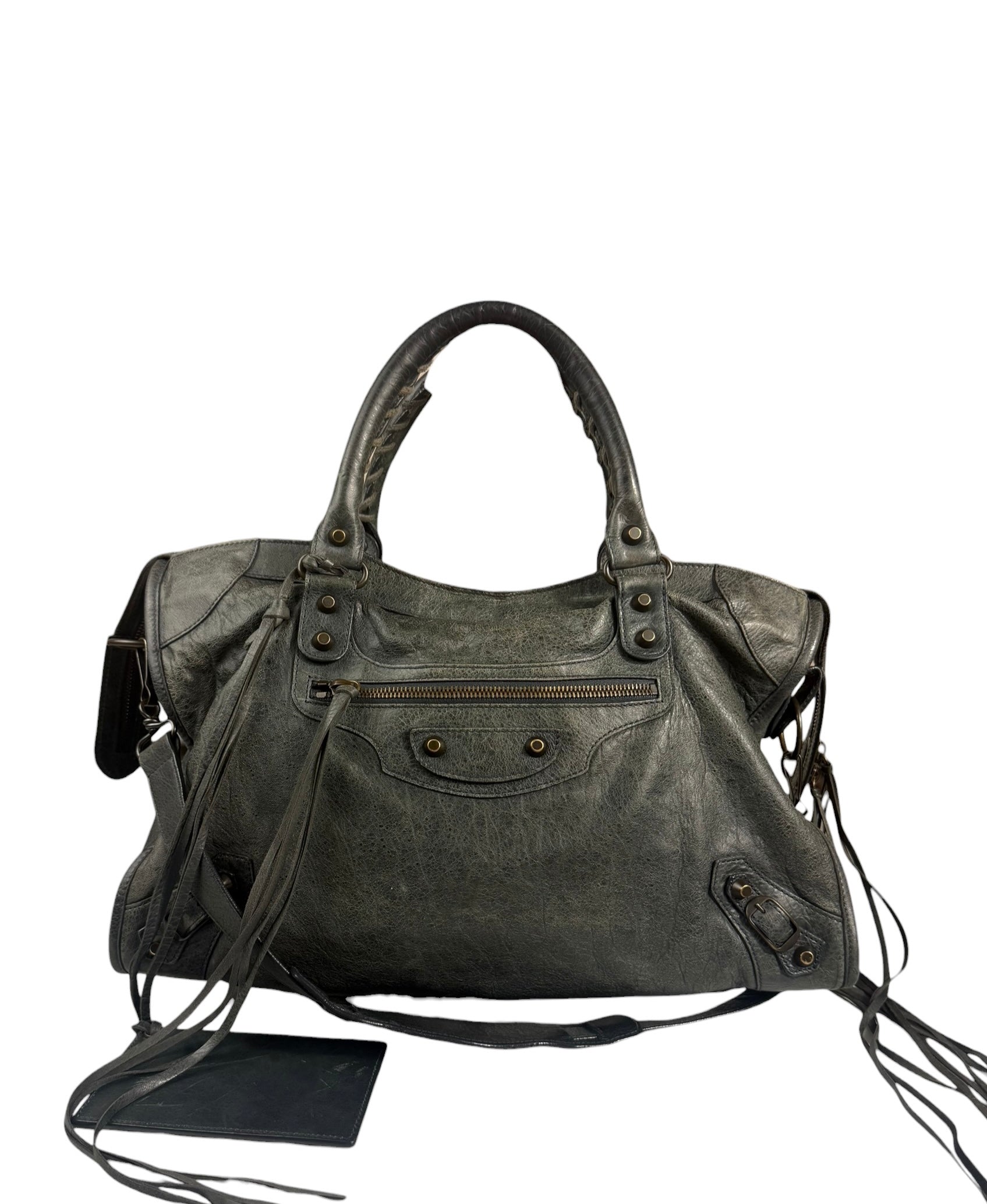 Balenciaga Grey Leather Medium Le City Shoulder Bag