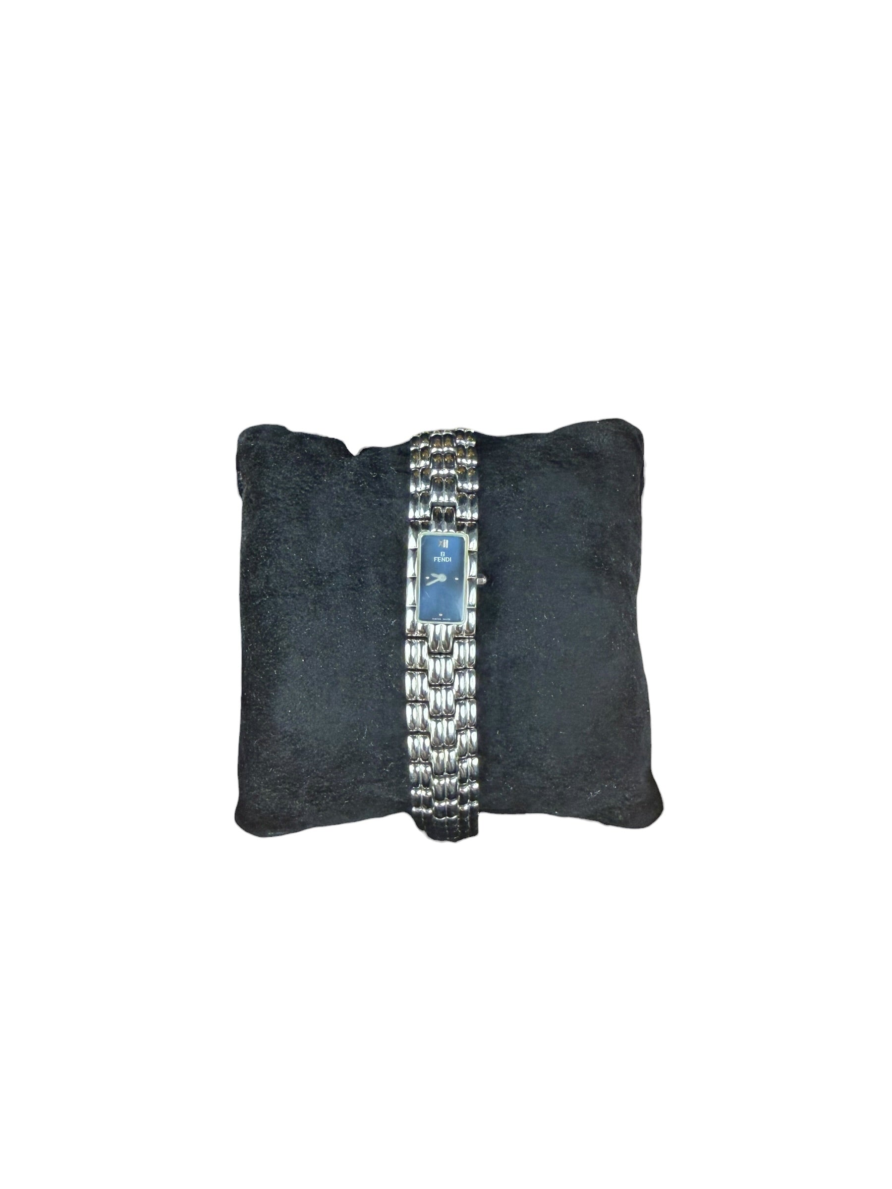 Fendi Blue Rectangular Dial Stainless Steel Band