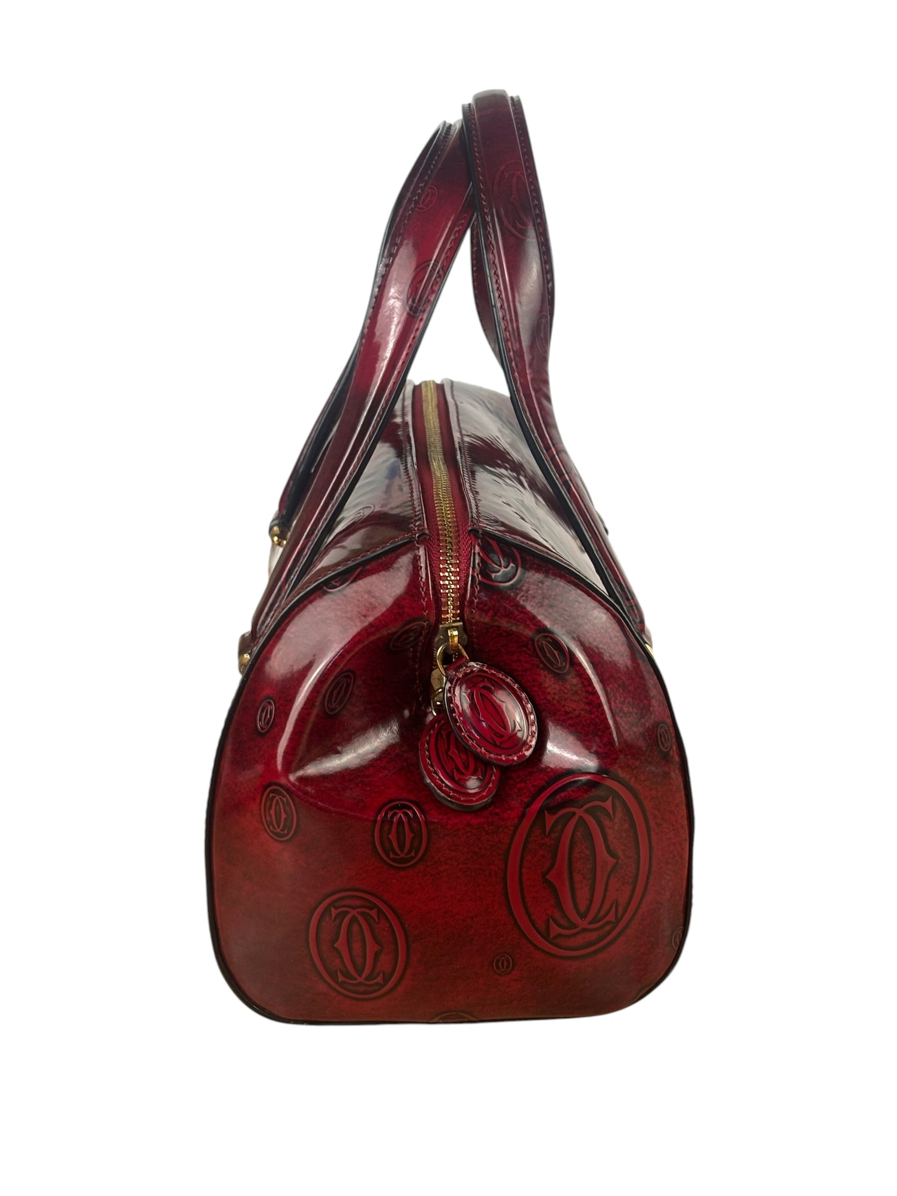 Cartier Red Patent Leather Logo Embossed Handbag