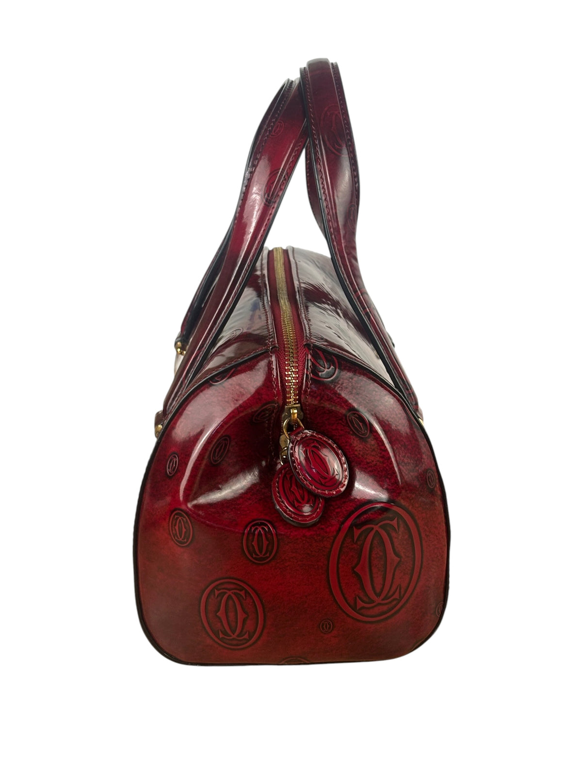 Cartier Red Patent Leather Logo Embossed Handbag