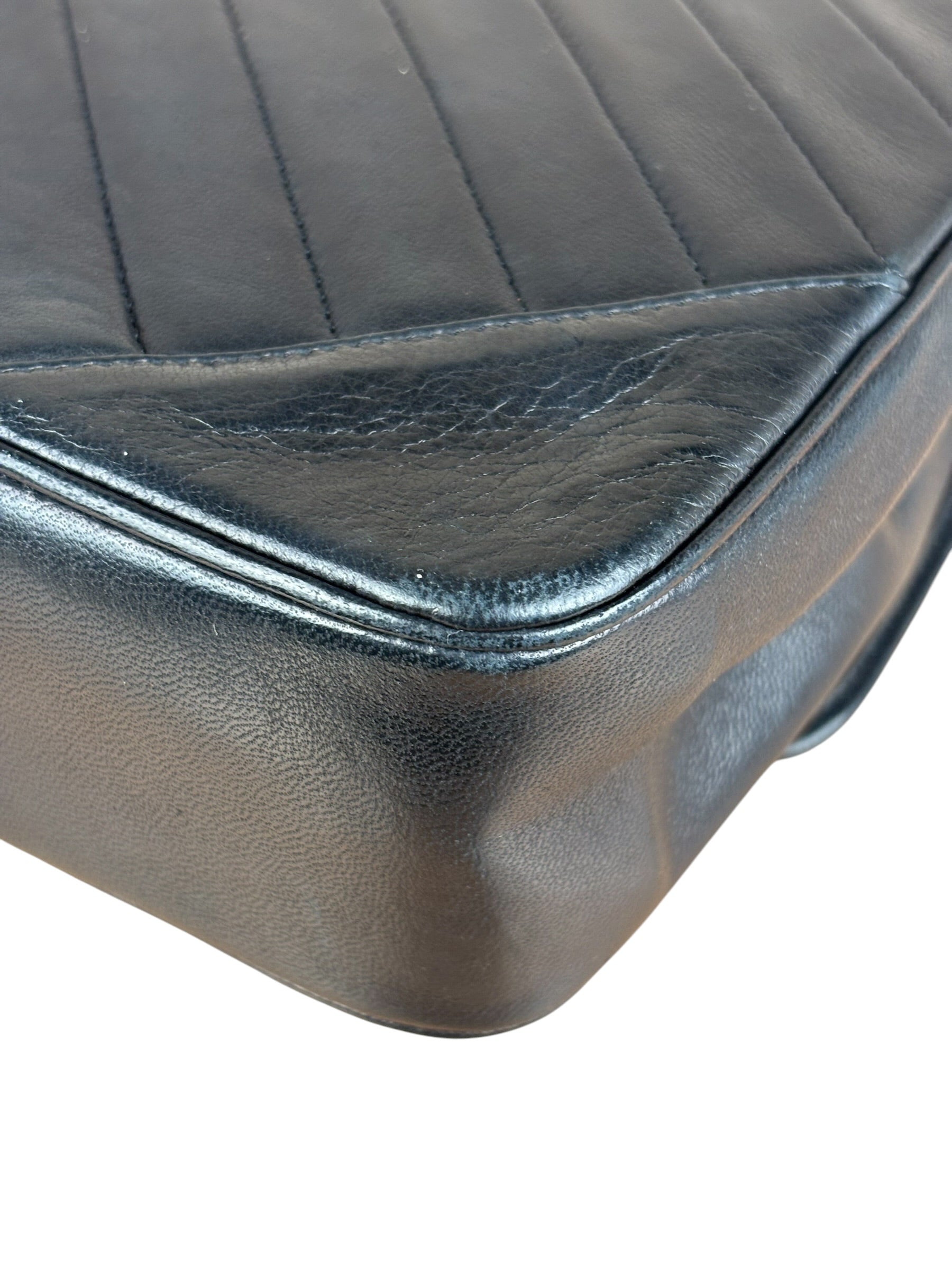 Chanel Vintage Black Chevron Flap Shoulder Bag- Late 1990's