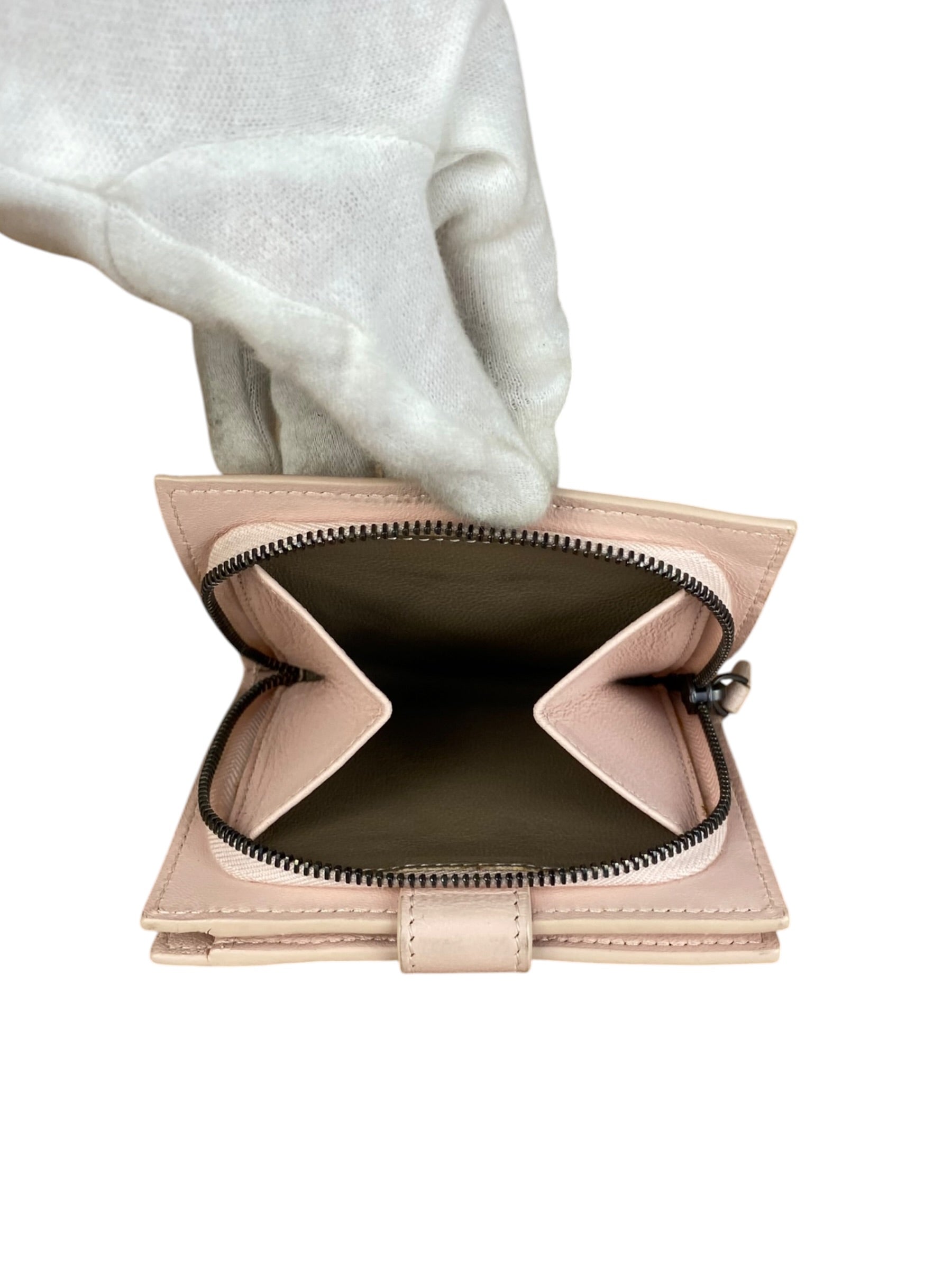 Bottega Veneta Intreccio Leather Wallet Light Pink