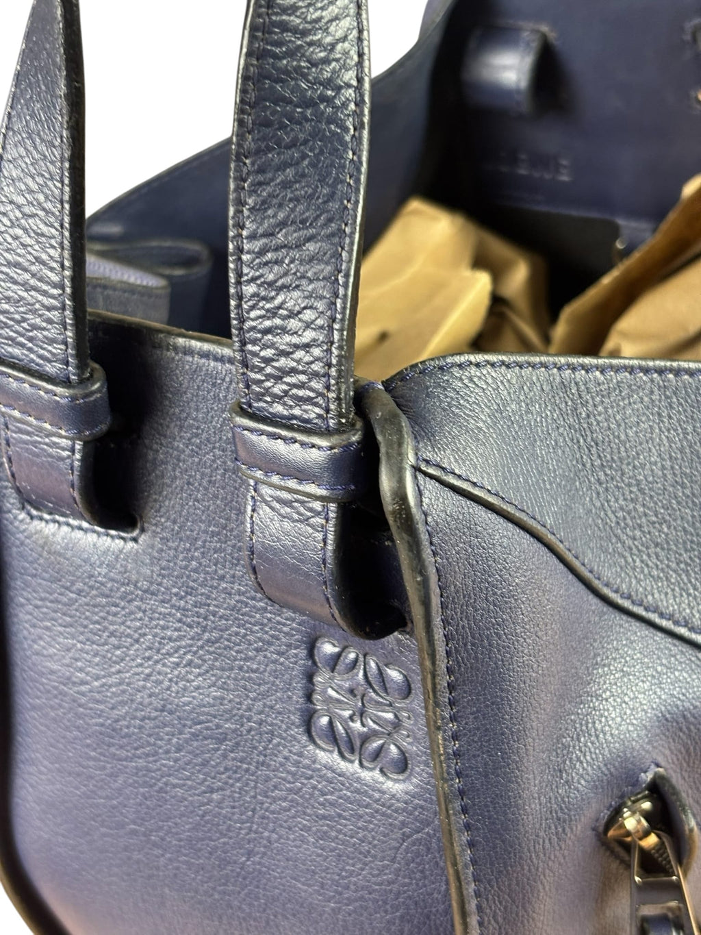 Loewe Navy Leather Hammock Shoulder Bag