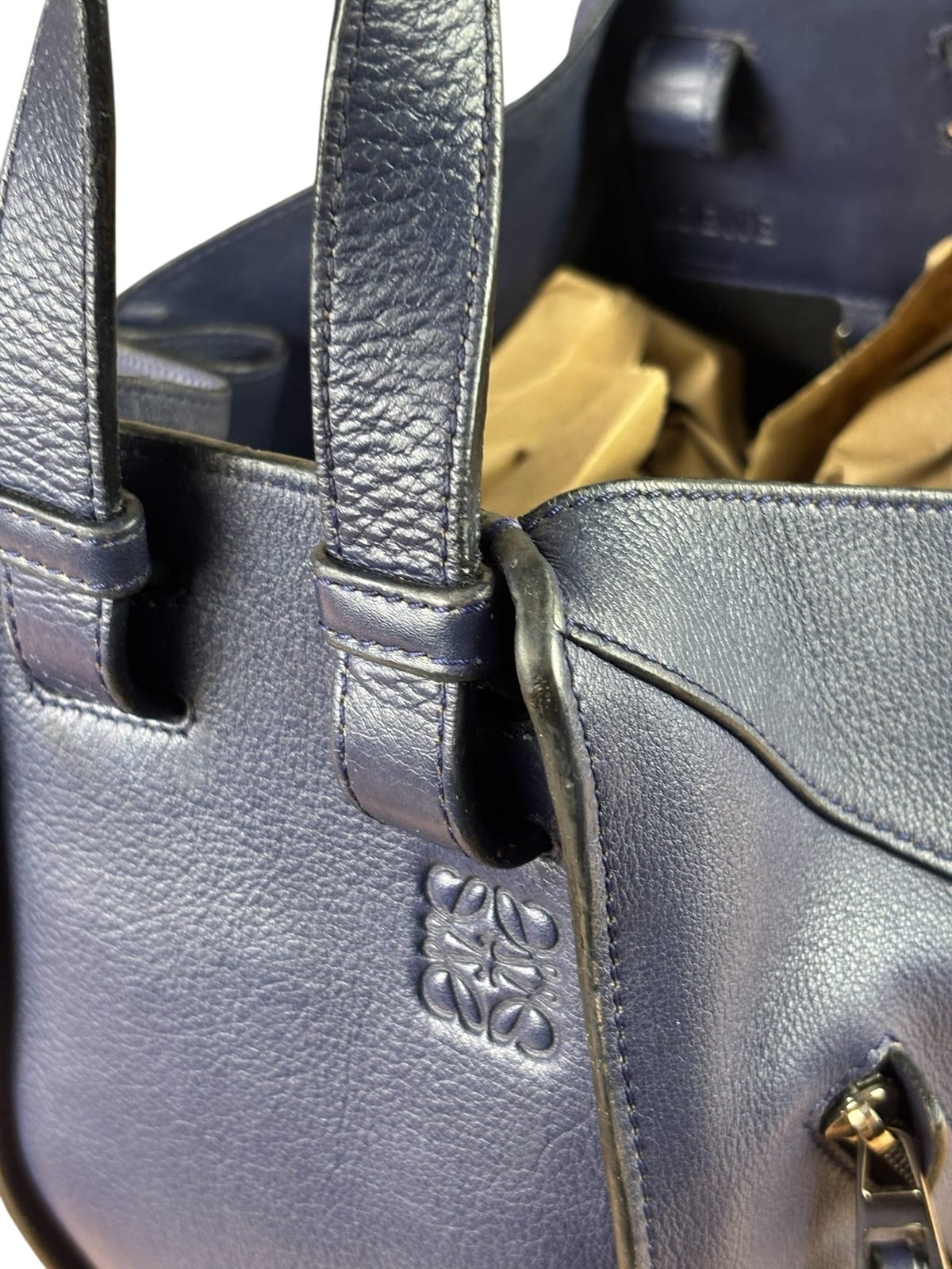 Loewe Navy Leather Hammock Shoulder Bag