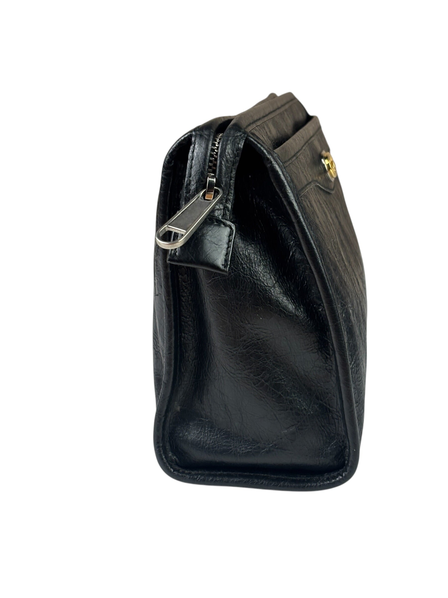 Gucci Black Leather Zip Clutch