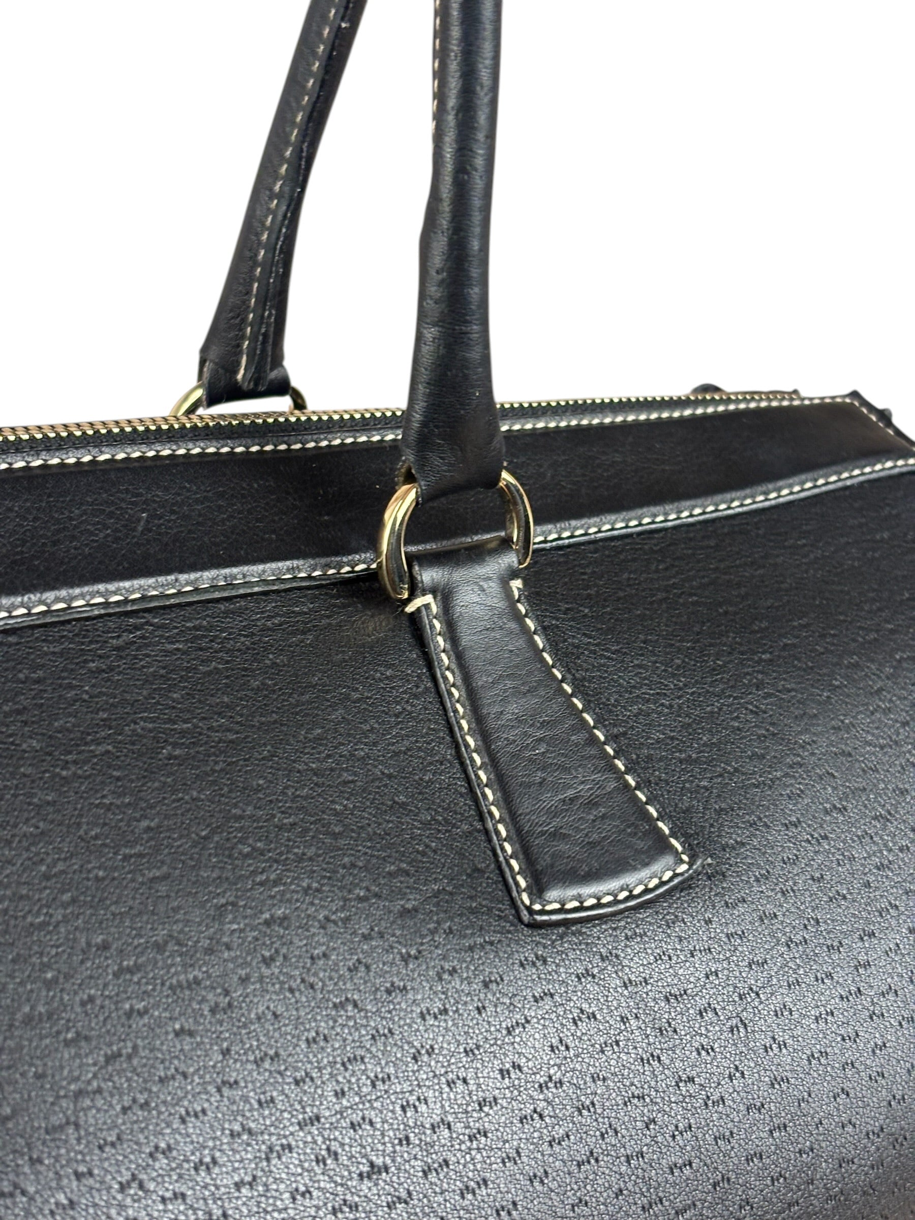 Salvatore Ferragamo Vintage Black Pebbled Leather Tote Bag