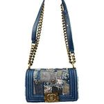 Chanel Blue Denim/Leather Trim Patchwork Boy Flap Bag 2014