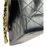 Chanel Vintage Black Quilted Leather Double Flap Bag 1995