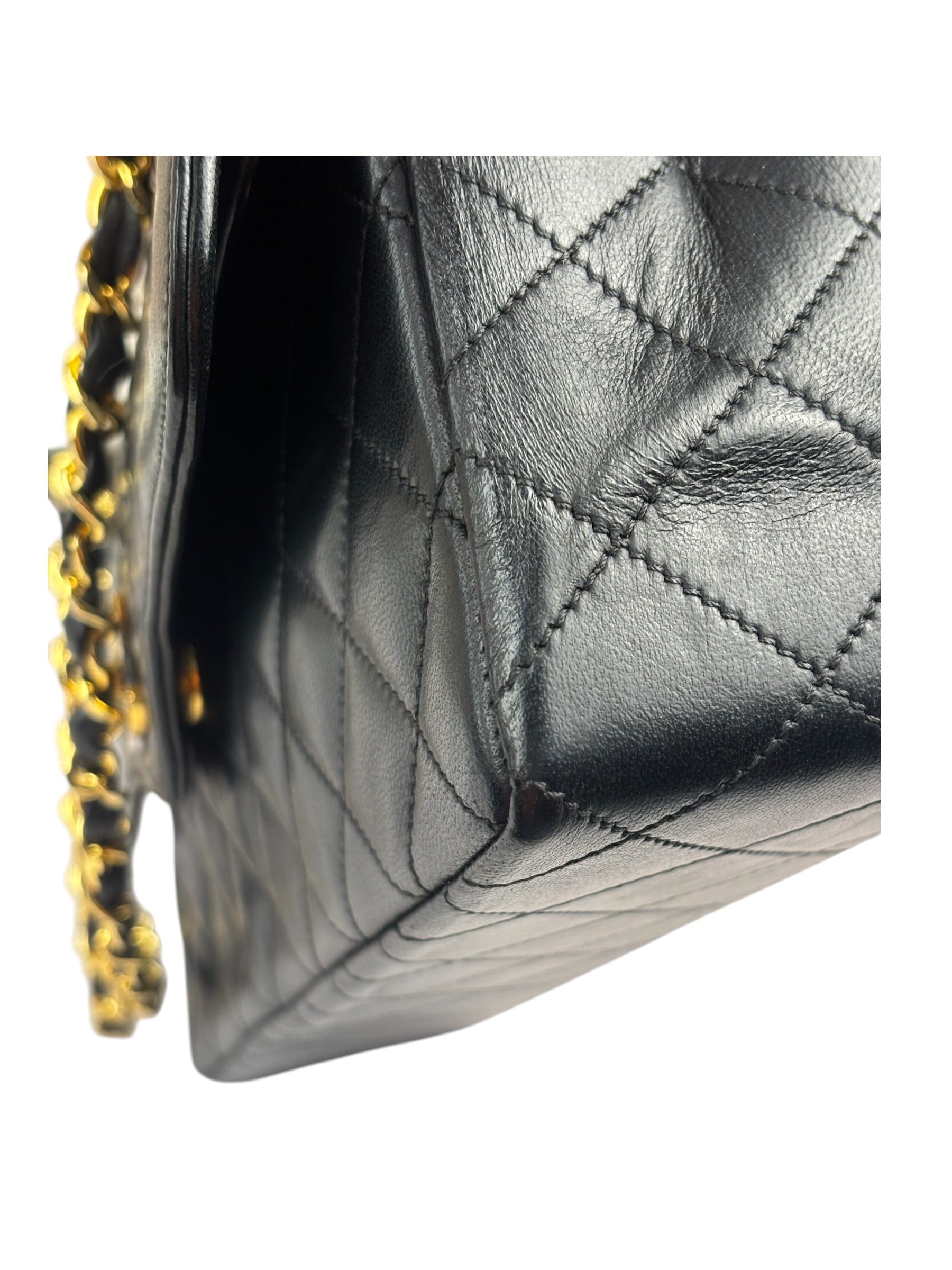 Chanel Vintage Black Quilted Leather Double Flap Bag 1995