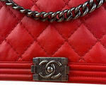 Chanel Red Leather Boy Flap Shoulder Bag -2013