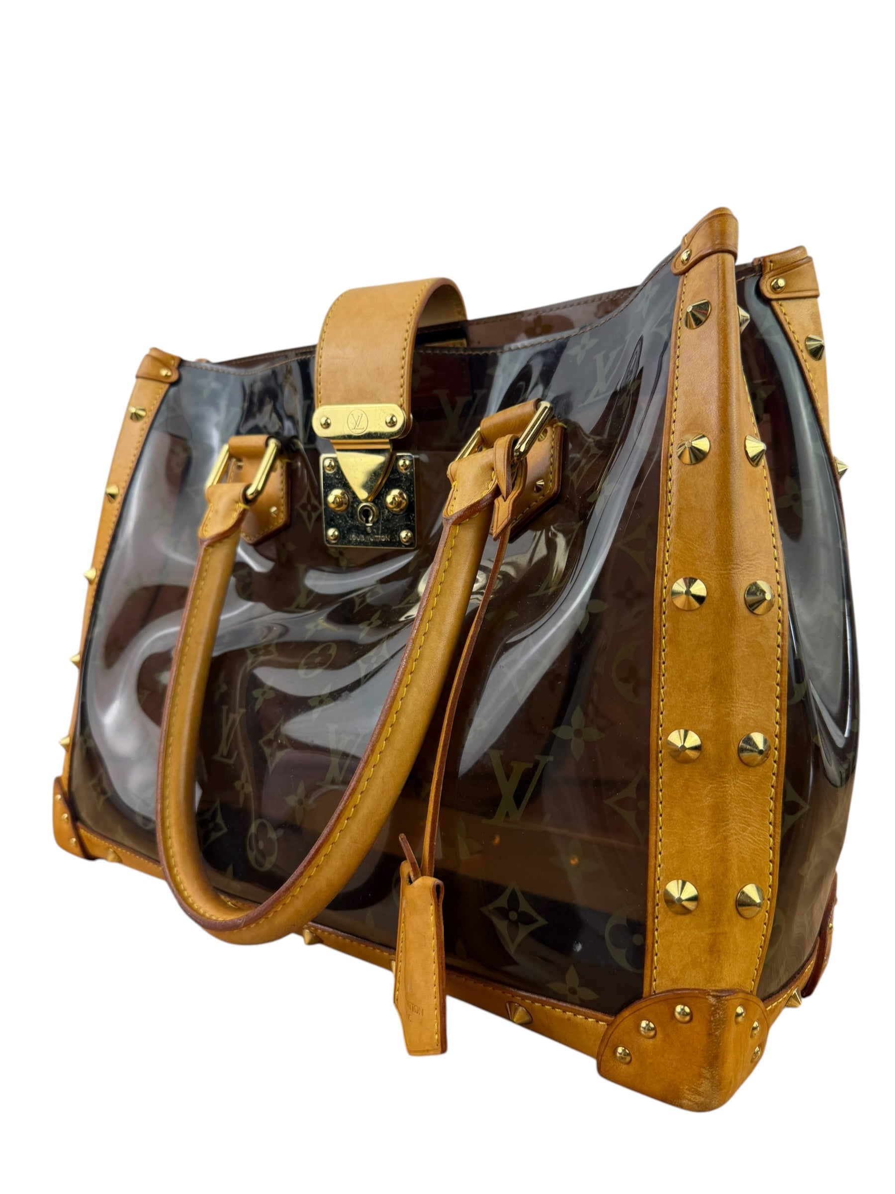 Louis Vuitton Vintage Brown Leather/PVC Monogram Ambre Tote