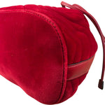Gucci Red Velvet Leather Trim Marmont Matelasse Bucket Bag