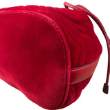 Gucci Red Velvet Leather Trim Marmont Matelasse Bucket Bag