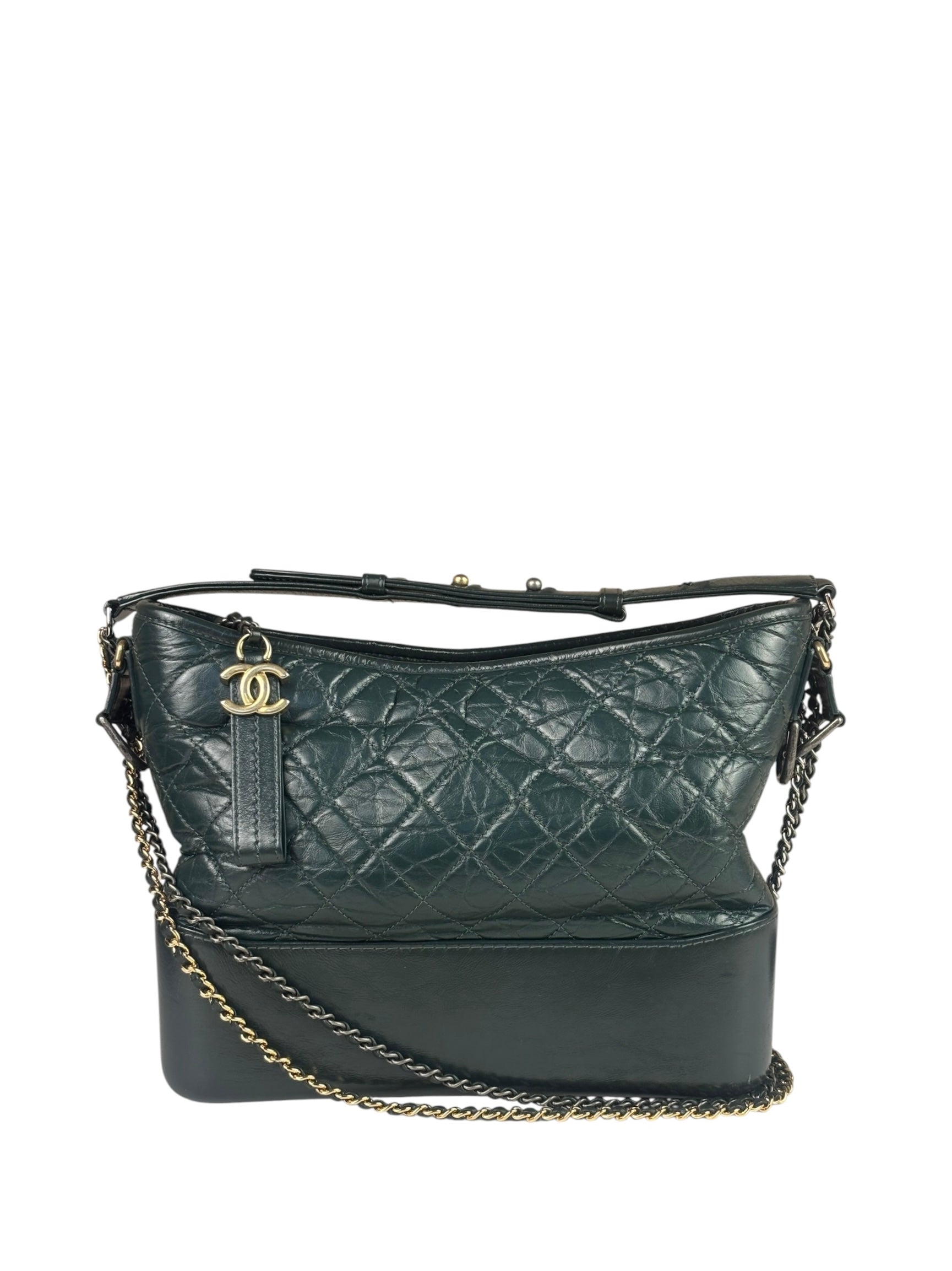 Chanel Green Calfskin Medium Gabrielle Hobo Bag 2018