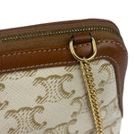 Celine Beige/Brown Leather Triomphe Chain Clutch
