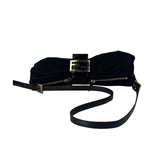 Fendi Black Leather Trim Crossbody Neoprene Baguette