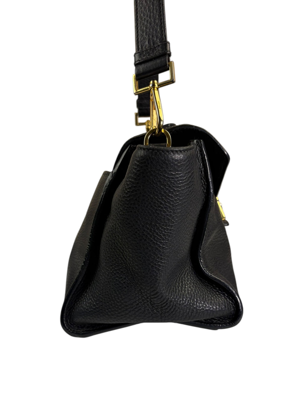 Prada Black Leather Vitello Daino Soundlock Two-Way Satchel