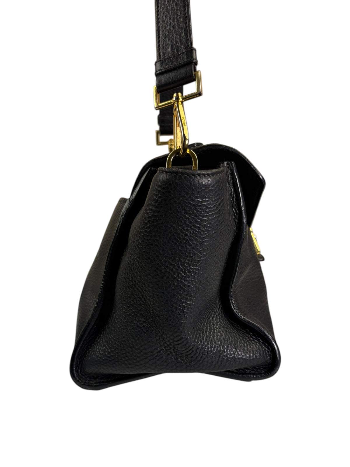 Prada Black Leather Vitello Daino Soundlock Two-Way Satchel