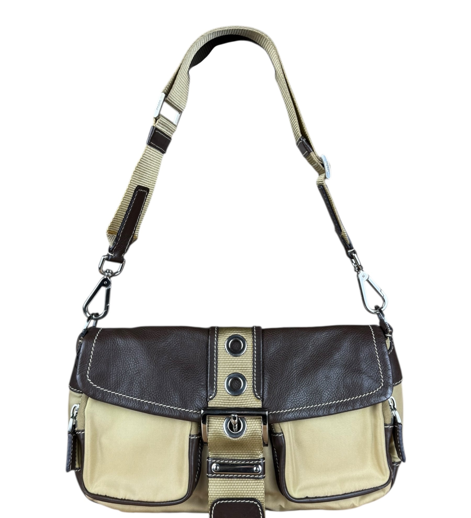Prada Tessuto Buckle Shoulder Bag