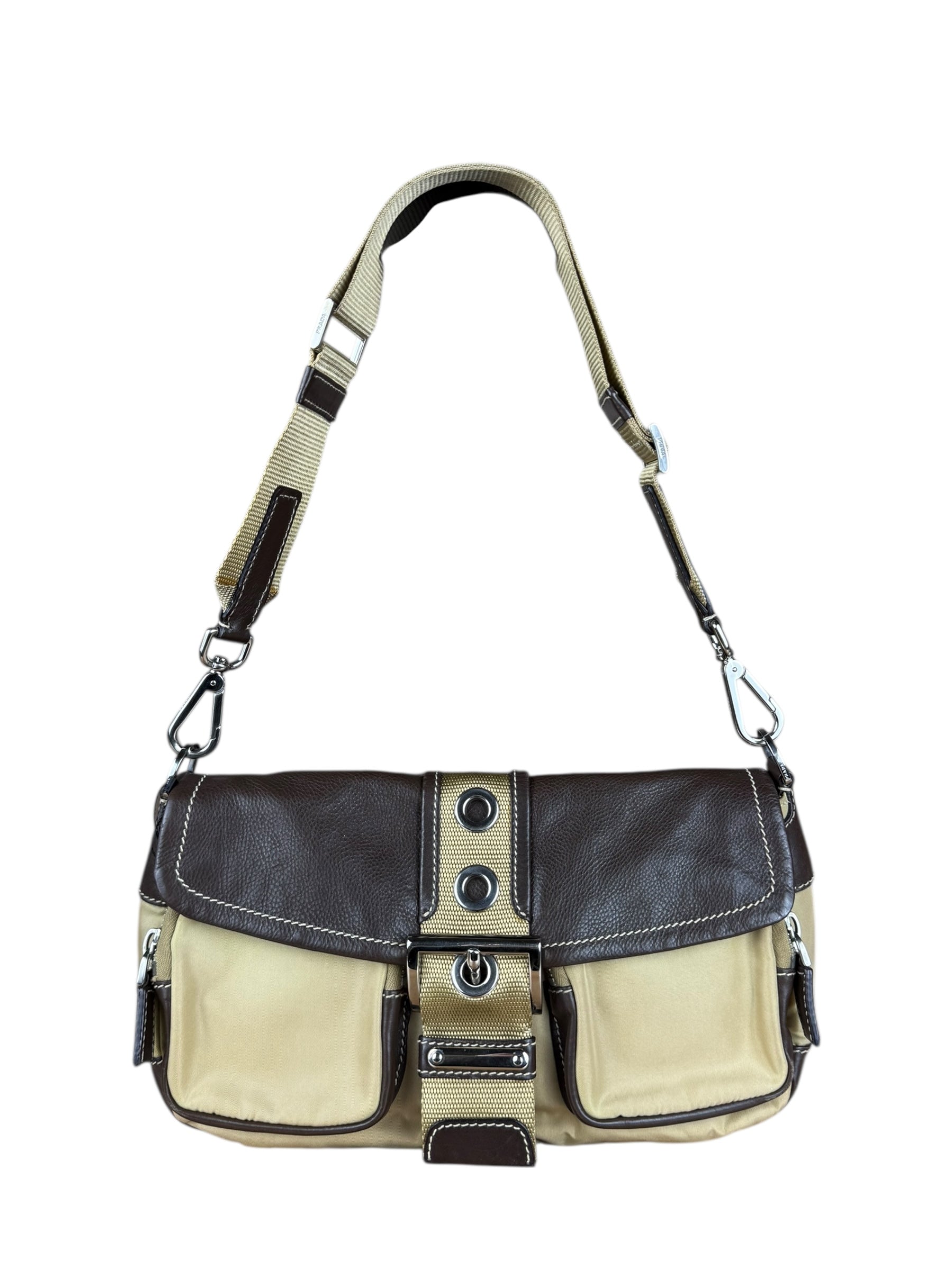 Prada Tessuto Buckle Shoulder Bag