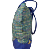 Vivienne Westwood Blue/Green Woven Plaid Saturn Shoulder Bag