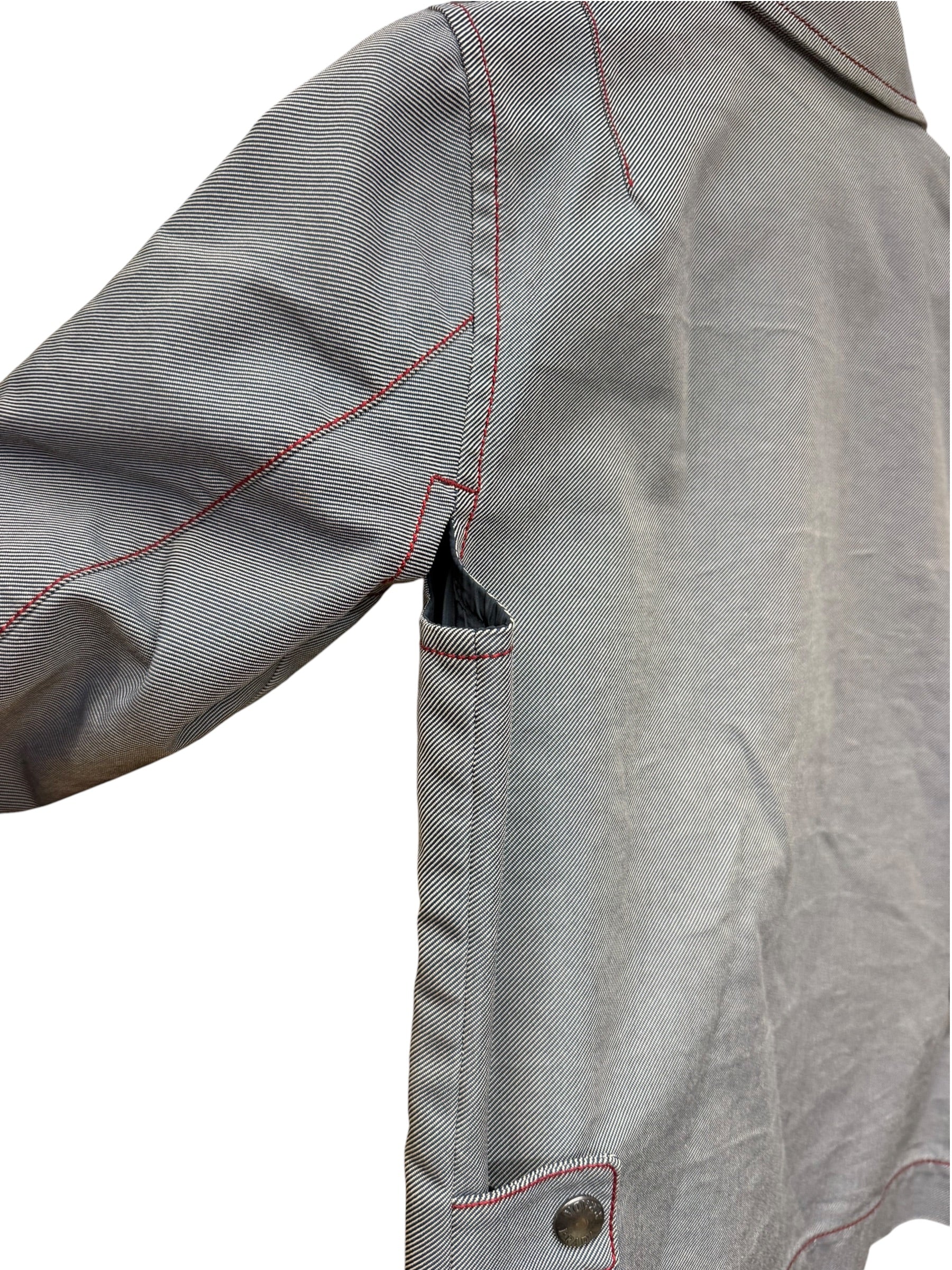 Prada Vintage Blue Striped Canvas Zip Up Collared Jacket