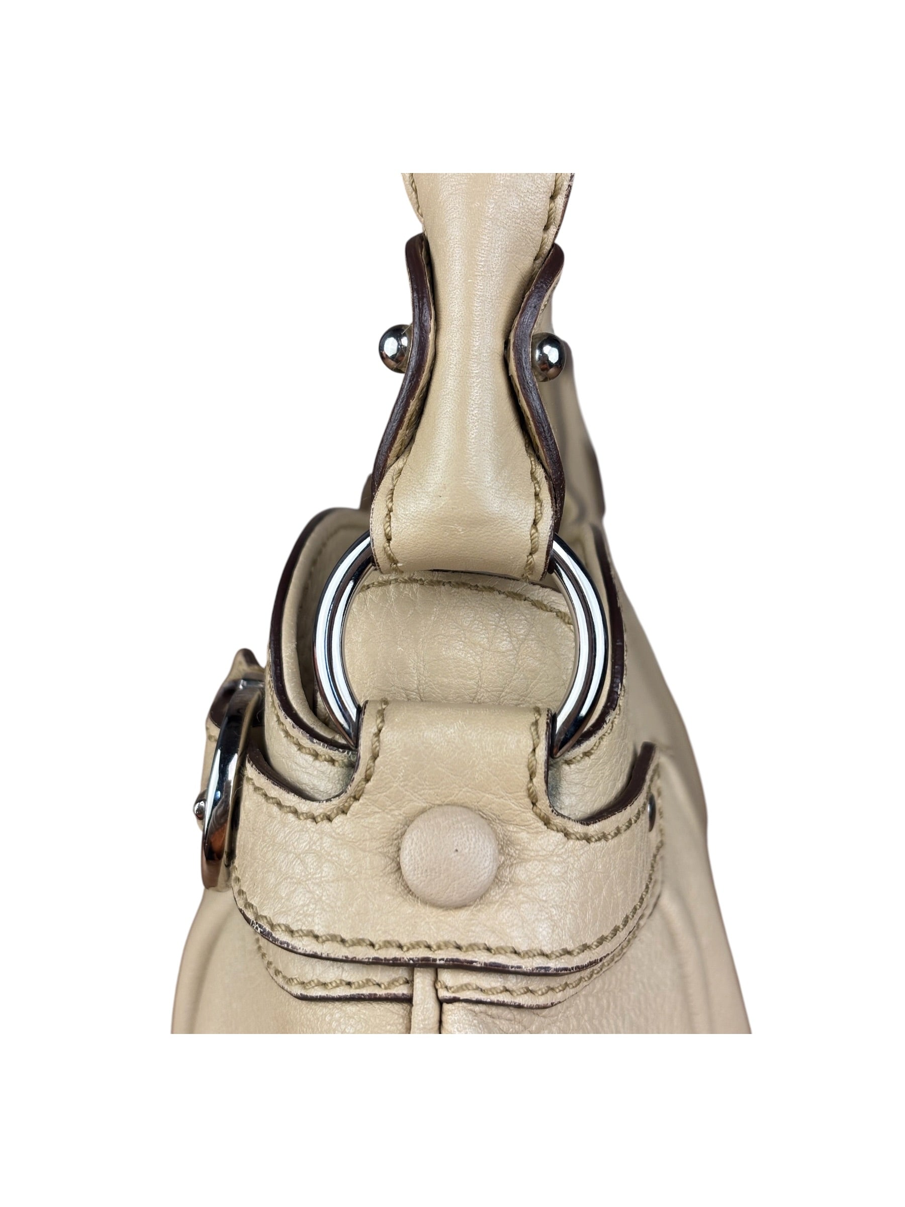 Salvatore Ferragamo Beige Gancini Buckle Shoulder Bag