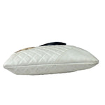 Chanel White Calfskin Quilted Python-Embossed Ligne Cambon Flat Tote Bag 2004