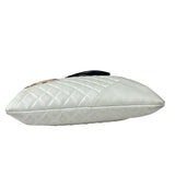 Chanel White Calfskin Quilted Python-Embossed Ligne Cambon Flat Tote Bag 2004