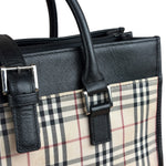 Burberry Vintage Leather Trim House Check Top Handle Bag