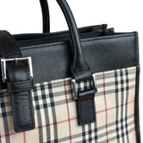 Burberry Vintage Leather Trim House Check Top Handle Bag